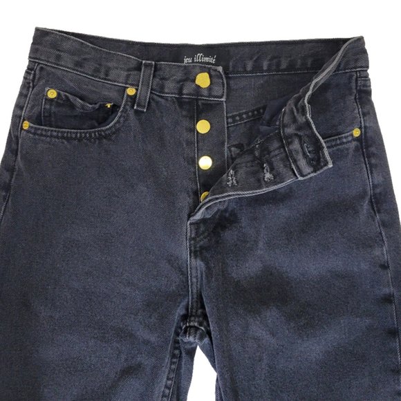 Jeu Illimite Classic High Waist Slim Button Up Jean, Vintage Black Grey - Picture 9 of 12